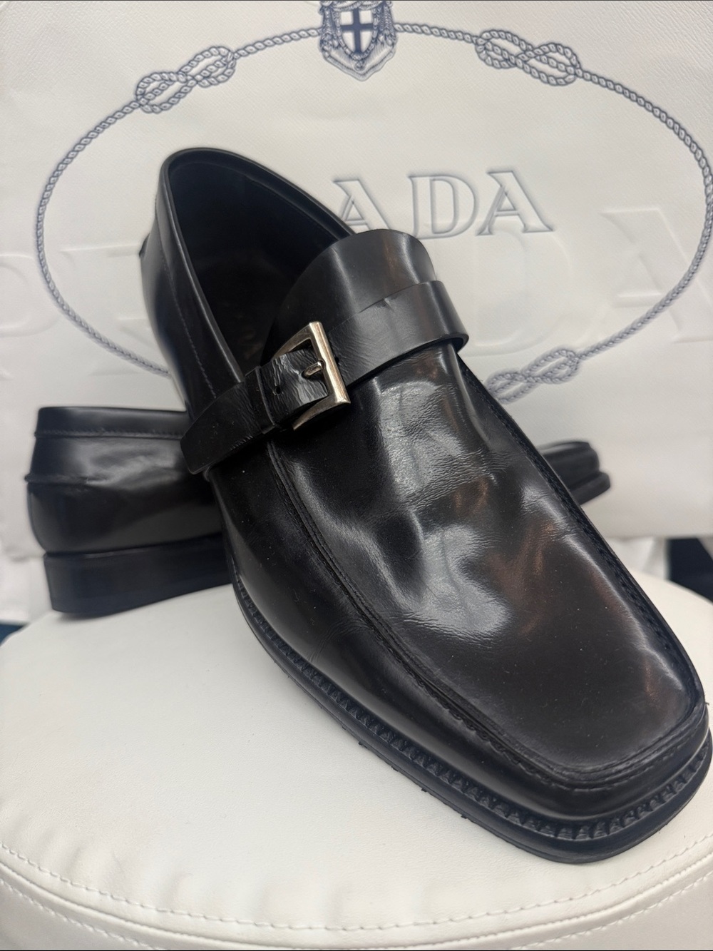 Black Leather Buckle Loafers - Men's Dress Shoes